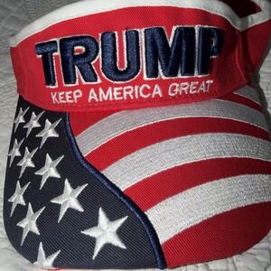 NEW TRUMP VISOR HAT CAP Keep America Great Embroidered Flag Patriotic Hat